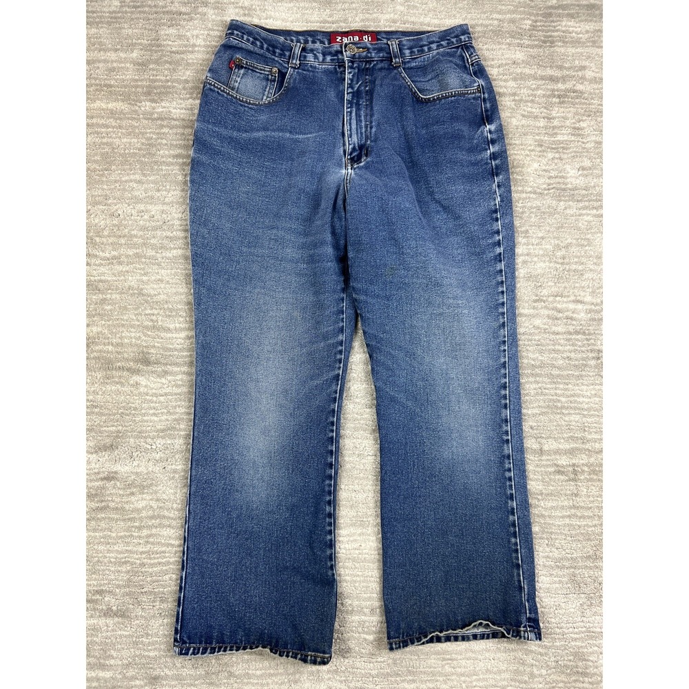 Zana-Di‎ Jeans Womens 16 Blue Vintage 90s High Rise Straight Leg Raw Hem Cotton